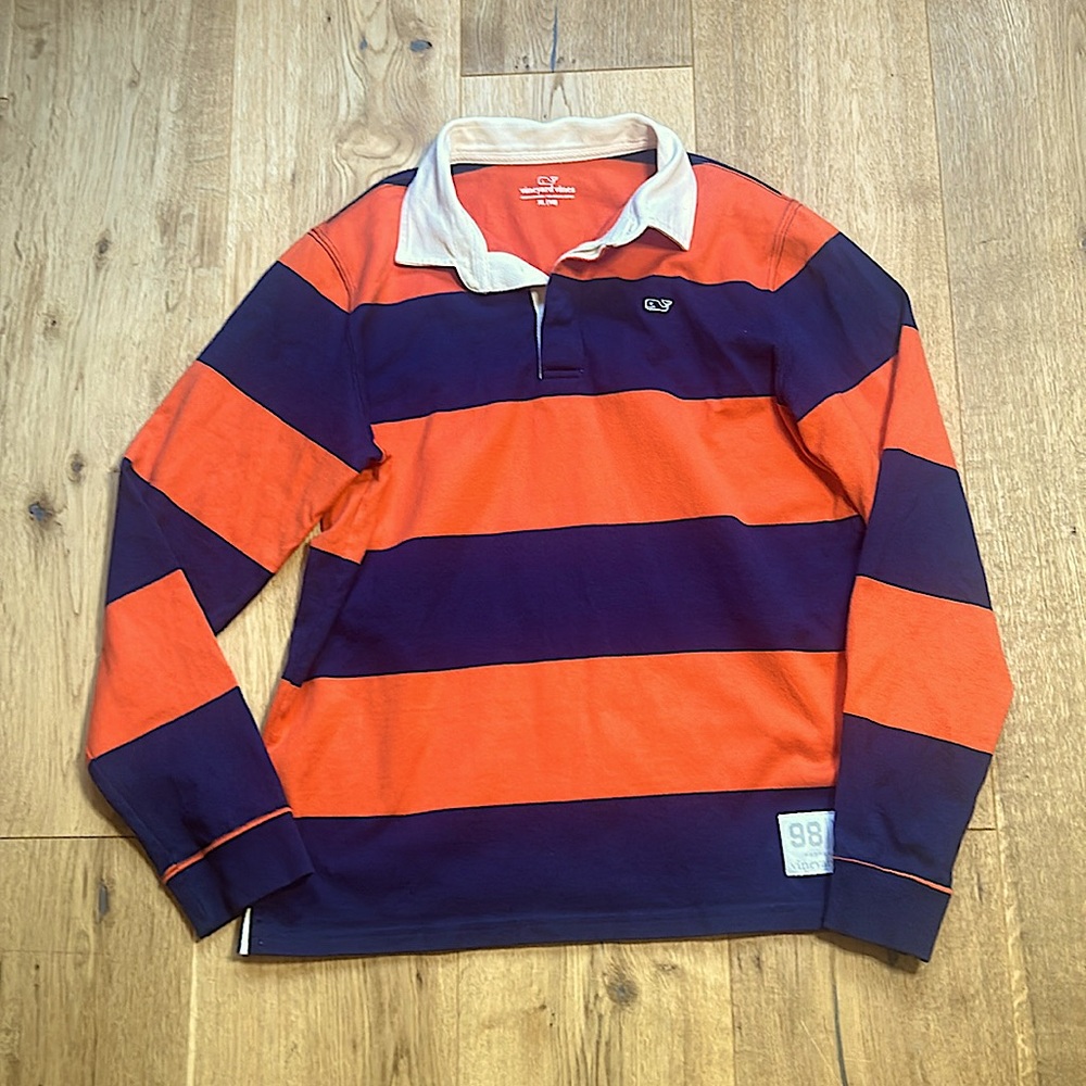 Vineyard Vines navy/orange ruby long sleeve top size 18